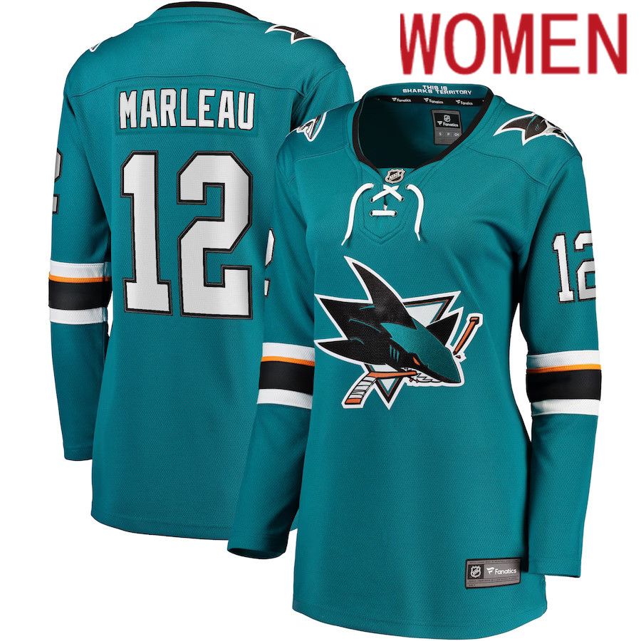 Women San Jose Sharks 12 Patrick Marleau Fanatics Branded Teal Breakaway Player NHL Jersey